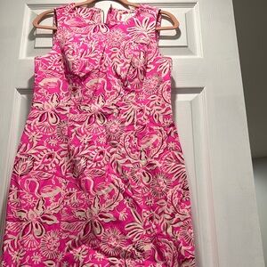 Lilly Pulitzer Vibrant Pink and Cream Midi Dress